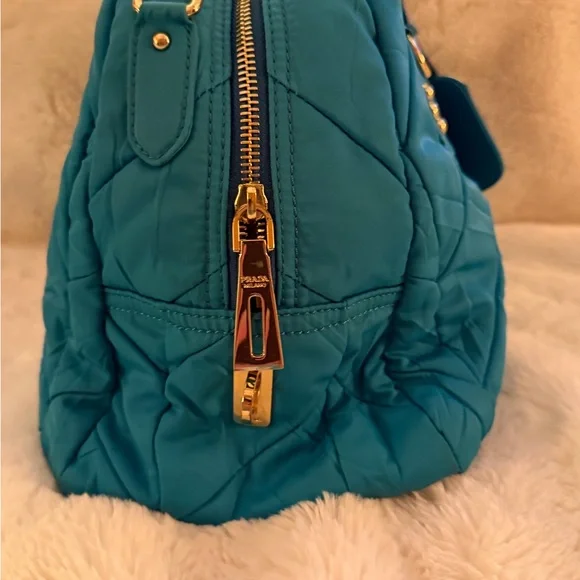PRADA TURQUOISE QUILTED WITH COA DUSTBAG - Picture 6 of 16